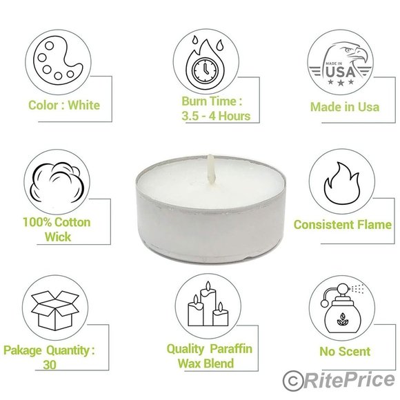 50PCS (1 Pack) Tealight Unscented White Candles 2.5 Hour Burn Time Dripless -New - Picture 5 of 11